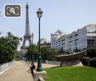 Jewish martyrs monument with the Eiffel Tower in Paris