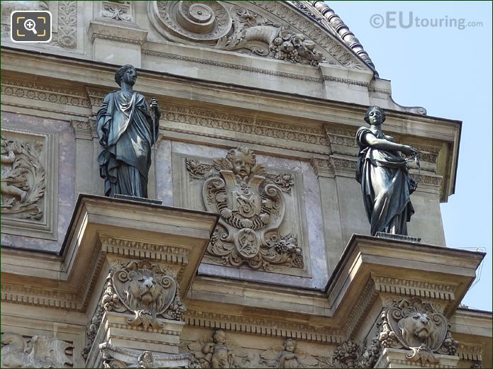 Justice and Temperance statues on Fontaine Saint-Michel