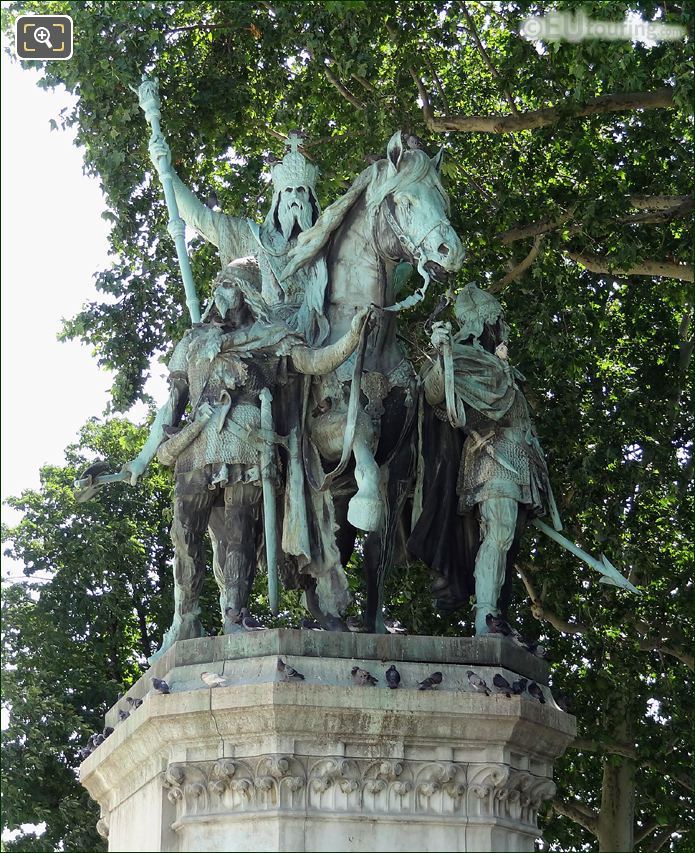 Front view of the Charlemagne equestrian statue