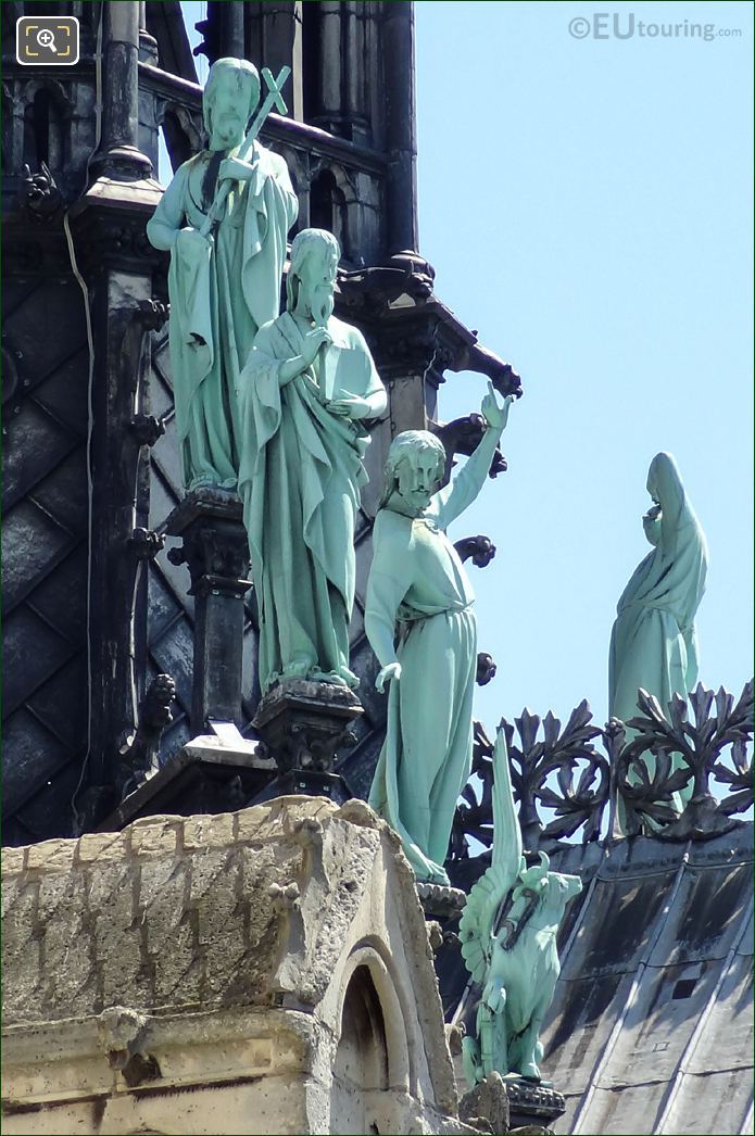 Three Apostle statues on the Notre Dame Cathedral
