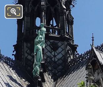 Apostle statues around spire of the Notre Dame Cathedral