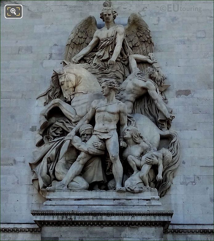 Arc de Triomphe and La Resistance 1814 statue