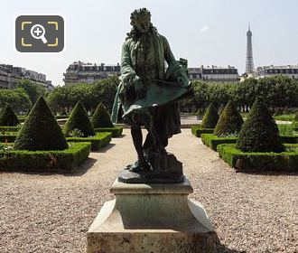 Jules Hardouin Mansart statue inside Hotel des Invalides garden