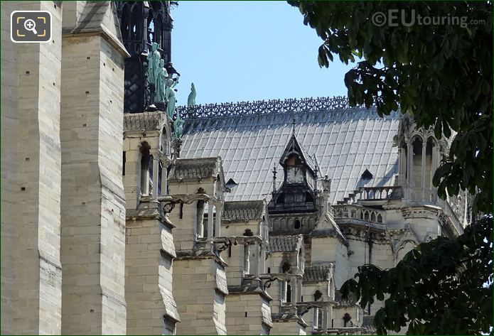 Notre Dame Cathedral roof and copper Apostle statues