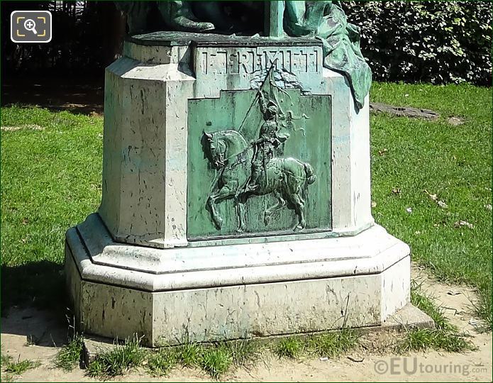 Joan of Arc bas relief on Emmanuel Fremiet statue in Paris