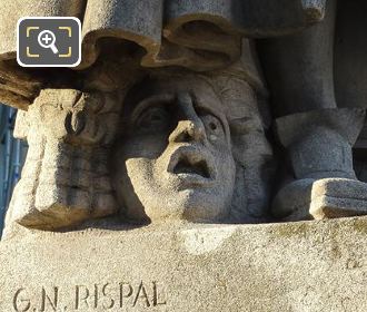 Sculpted face on Pierre Corneille statue in Paris