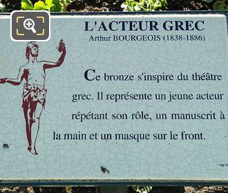 L'Acteur Grec information plaque