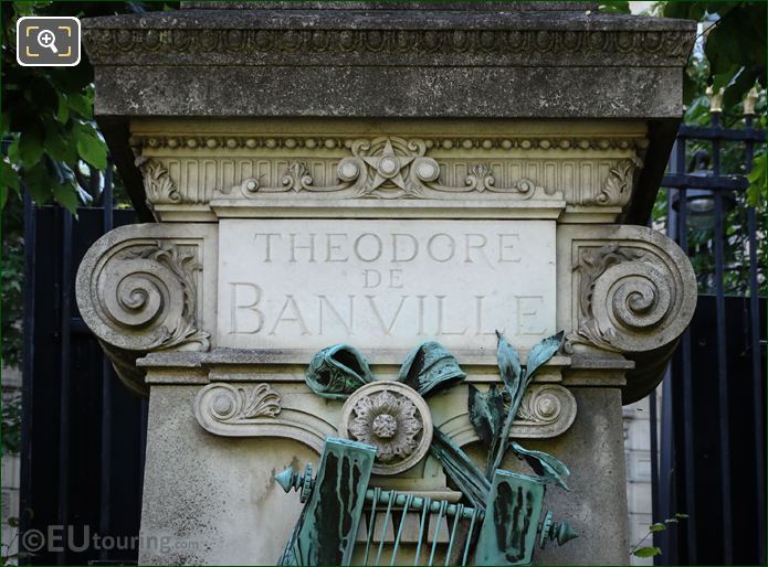 Plaque inscription on Theodore de Banville monument