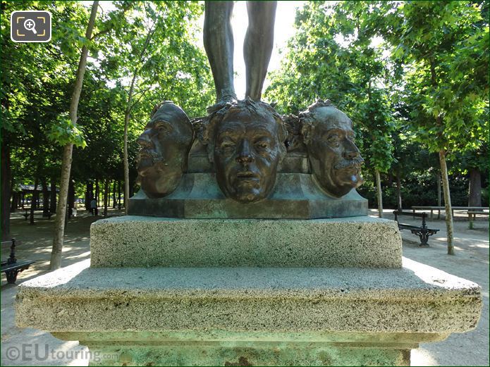 Bronze masks on Le Marchand de Masques statue