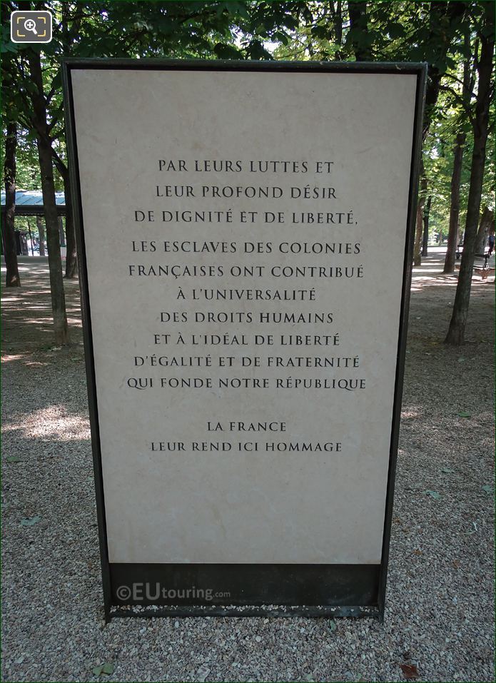 Hommage aux esclaves des colonies francaises monument