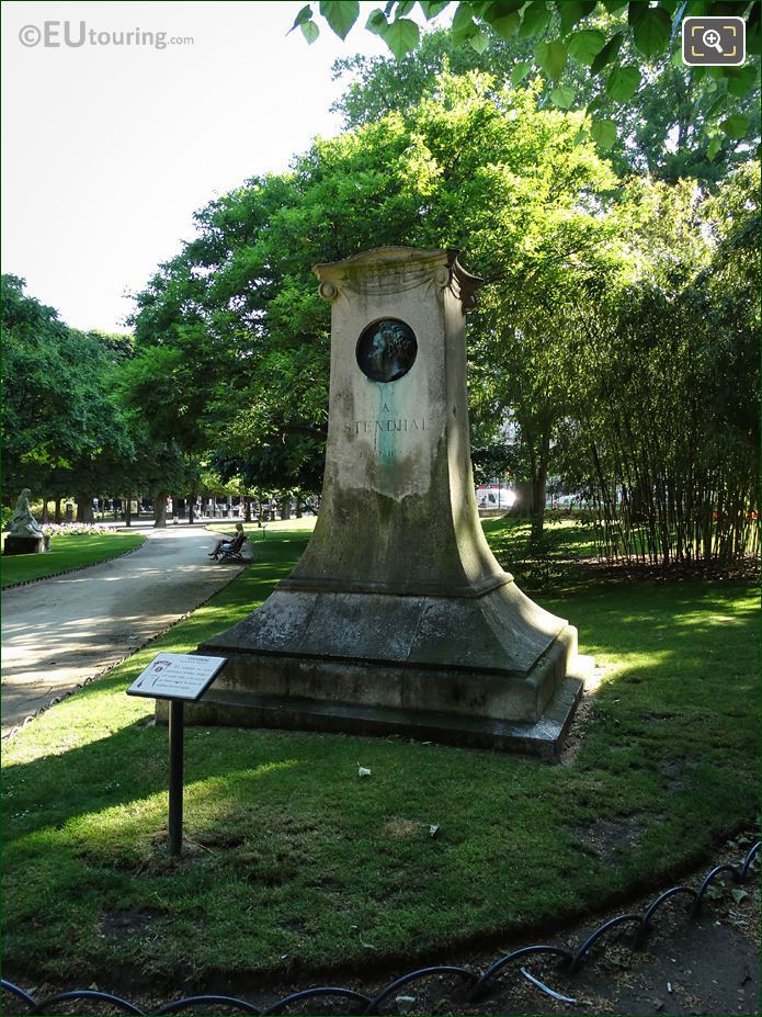 Front of Stendhal monument within Jardin du Luxembourg