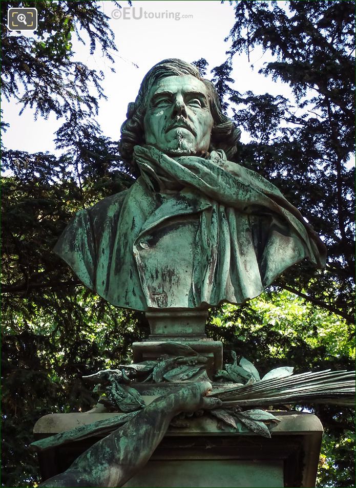 Bronze bust of Eugene Delacroix by artist Aime Jules Dalou