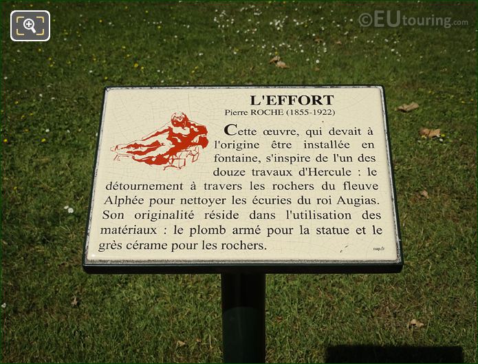 Information plaque for l'Effort statue