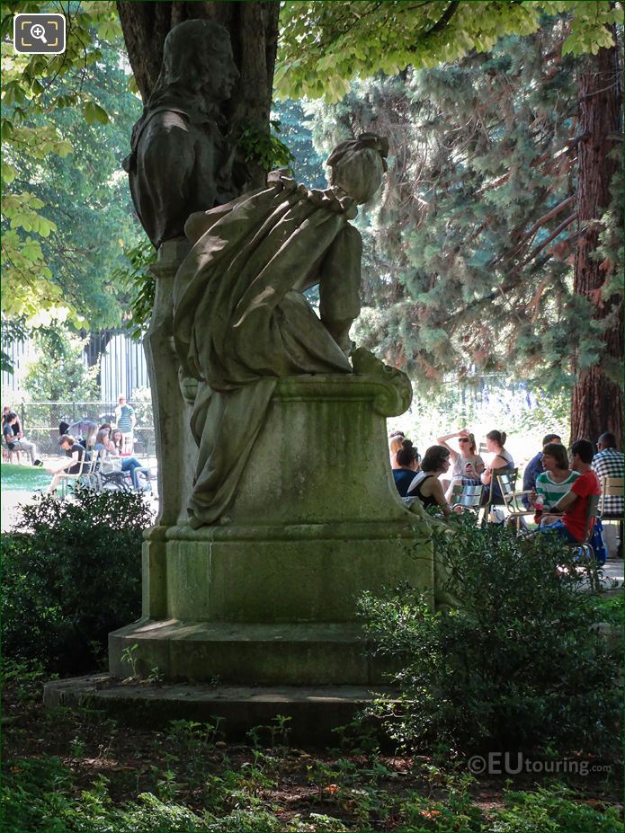 Side of Watteau monument in Luxembourg Gardens