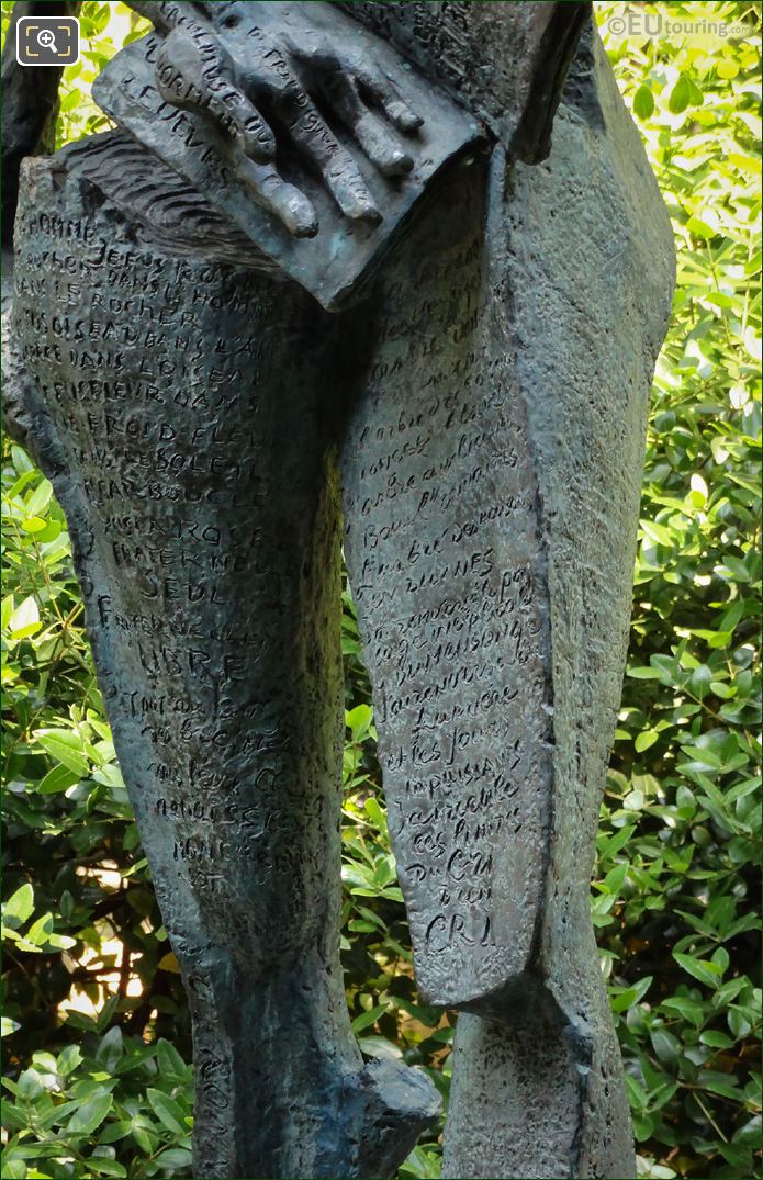 Bronze legs on Le Poete statue