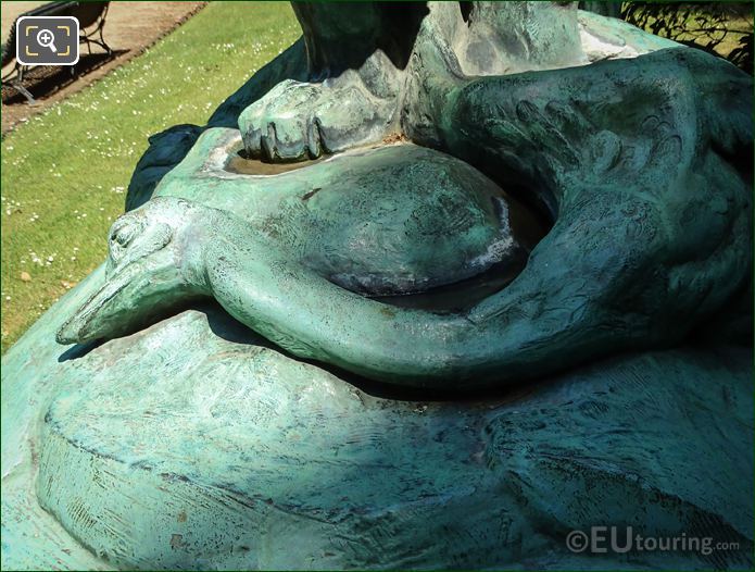 Ostrich on the lion statue in Luxembourg Gardens