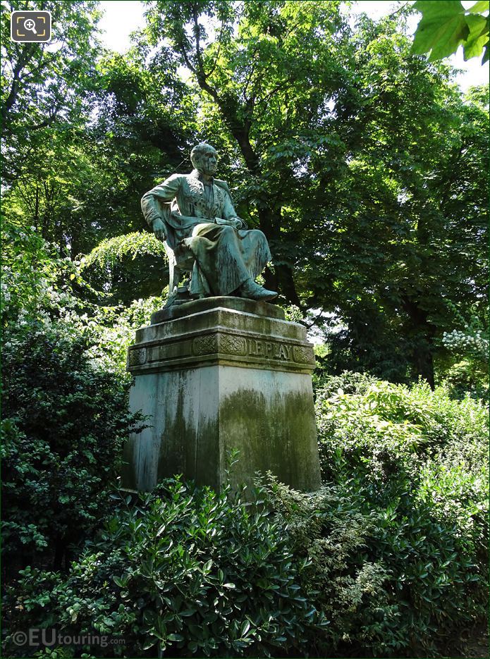 Frederic Le Play statue on marble pedestal