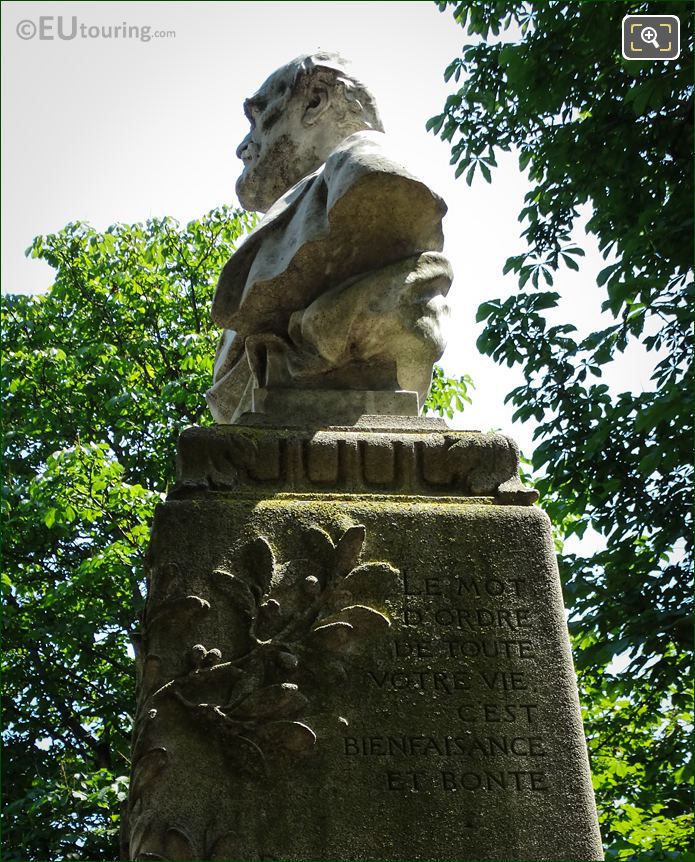 West side view of Theophile Roussel bust statue