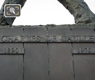 Year and name inscription of Charles de Gaulle statue