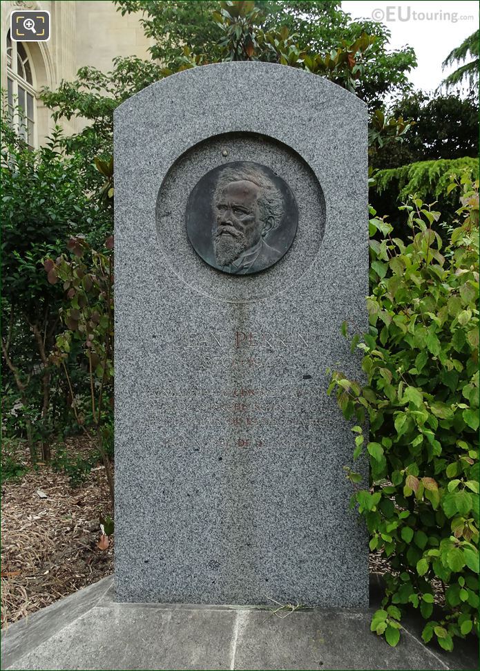 Stone pillar with bronze medallion of Jean Perrin