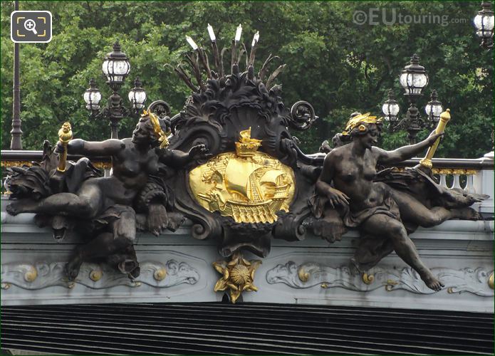 France coat of arms Nymphes de la Seine statue