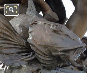 Candelabras bronze fish NE corner Pont Alexandre III