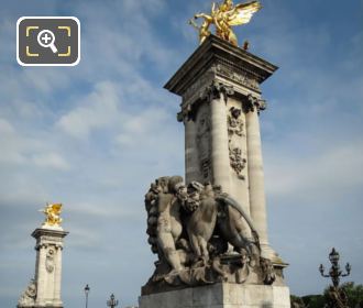 Pont Alexandre III SE column and Renommee du Commerce