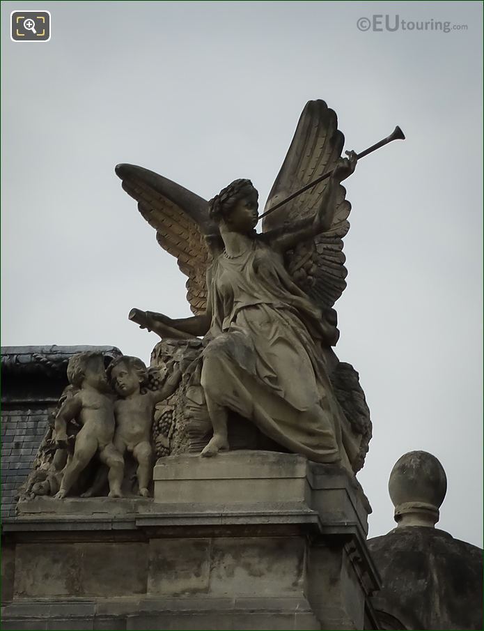 Close up view of La Paix statue group