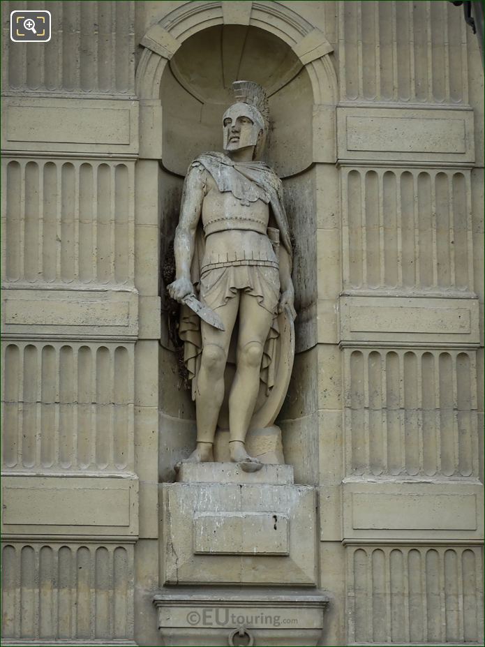 The Etruscan Warrior statue on Aile de Flore