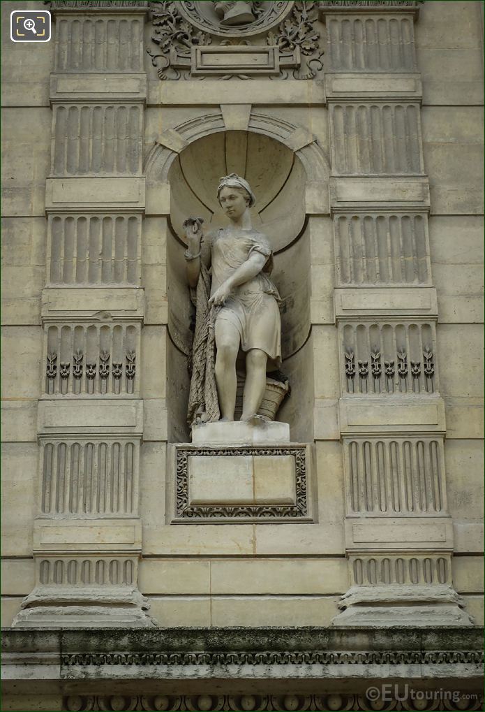 Pecheuse statue on Aile de Flore at the Louvre