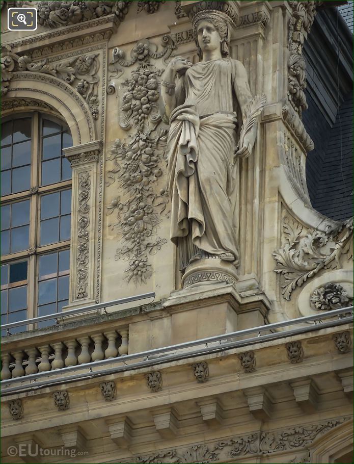 Pavillon Mollien RHS Caryatid sculpture north facade