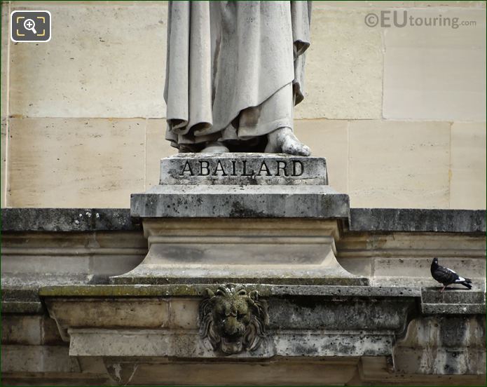 Name inscription on Pierre Abailard statue