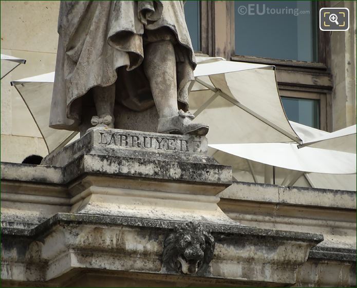 Name inscription on Jean de La Bruyere statue