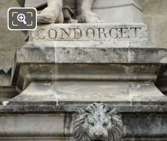 Condorcet inscription on base of the statue