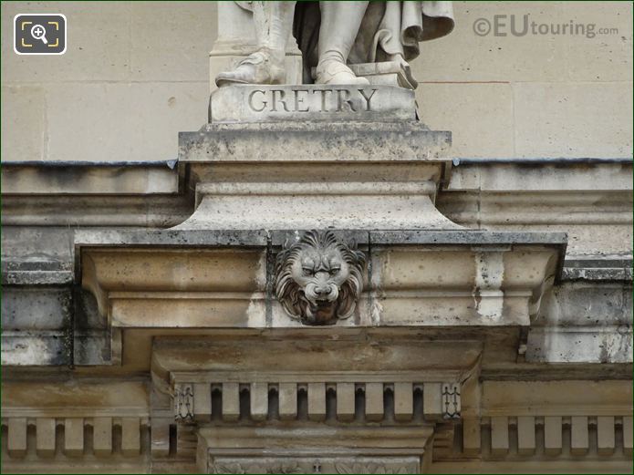 Name inscription on Andre Gretry statue