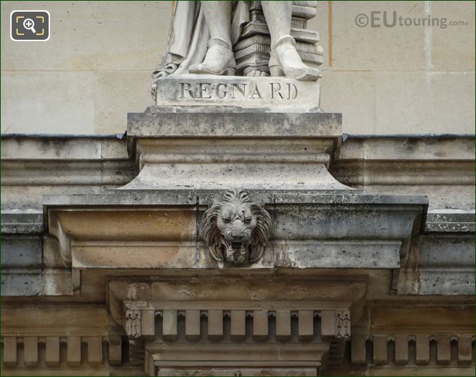 Name inscription on Jean-Francois Regnard statue