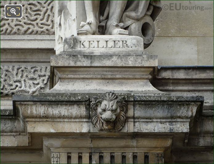 Name inscription on Jean-Balthazar Keller statue