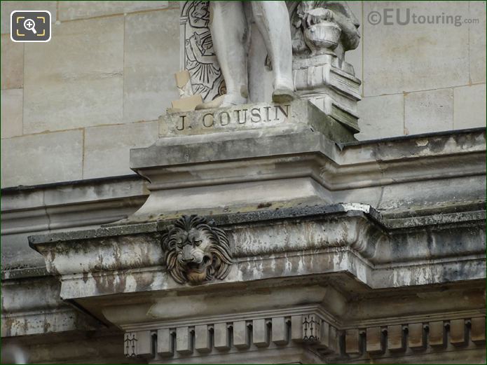 Name inscription on Jean Cousin statue