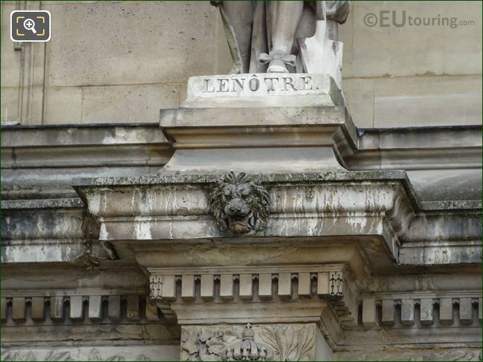 Inscription on the base of Le Notre statue