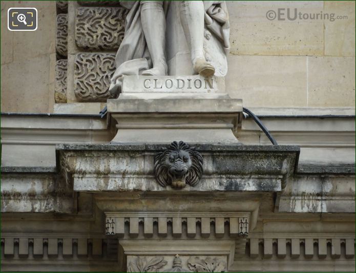 Name inscription on Clodion statue