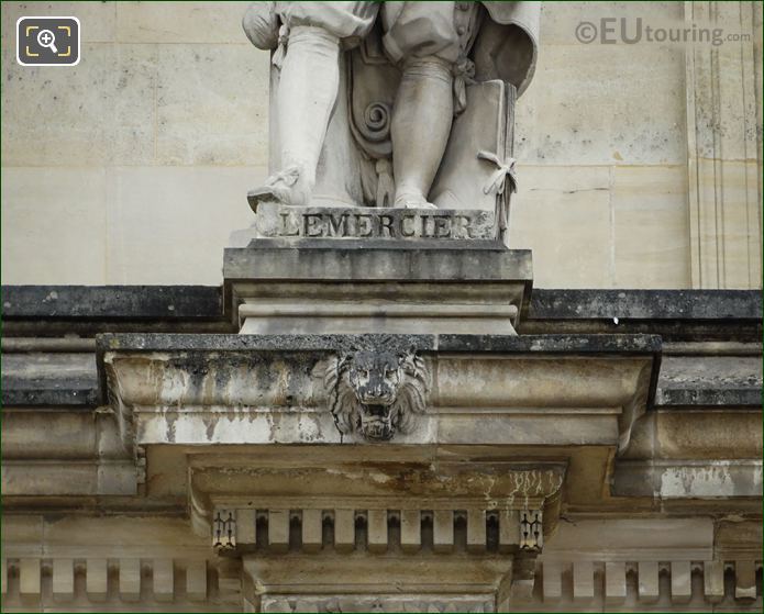 Inscription on Jacques Lemercier statue