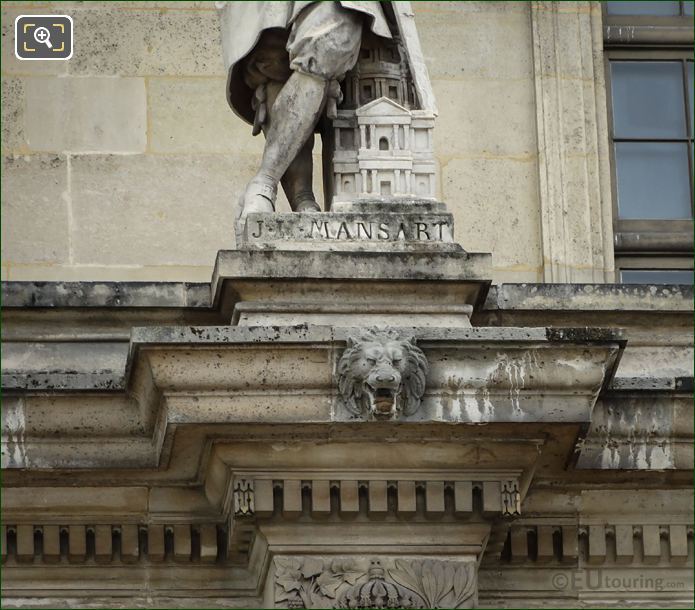 Name inscription on Jules Hardouin Mansart statue