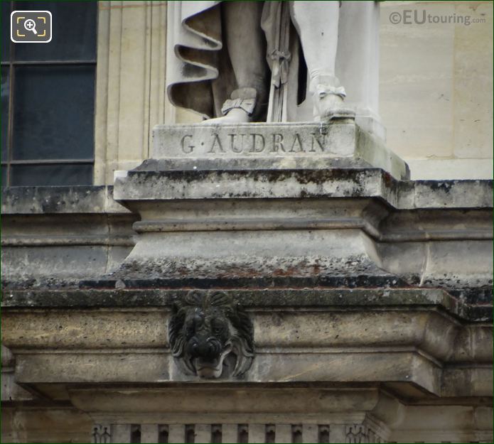 Name inscription on Gerard Audran statue