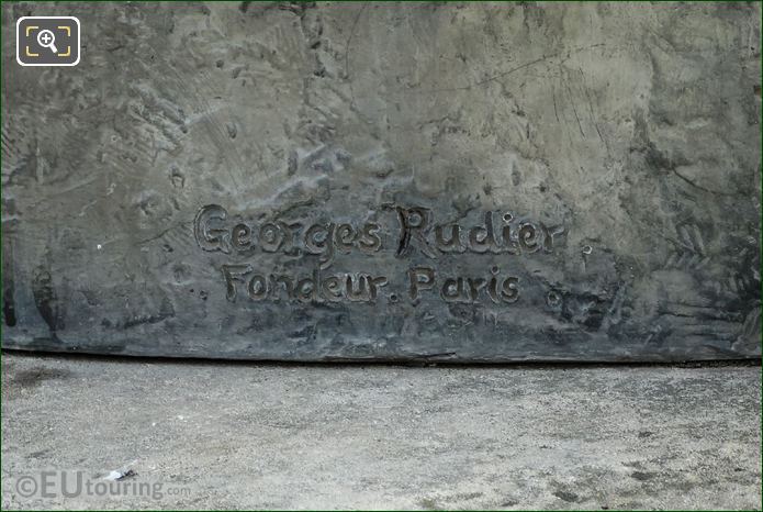 Georges Rudier Fondeur inscription on Montagne statue