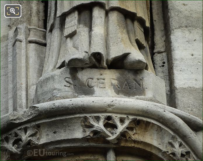 St Ceran Inscription On Saint Ceraunus Statue Base