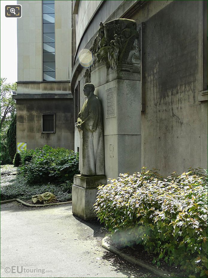 Paul Adam Monument against wall of Palais de Chaillot