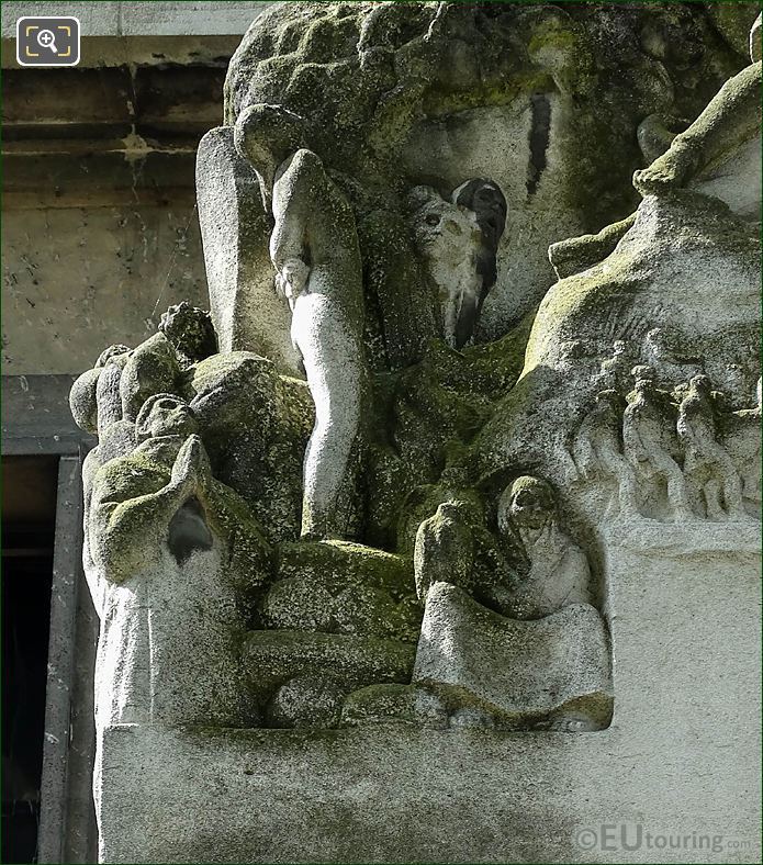 Top right side carvings from novels on Paul Adam Monument