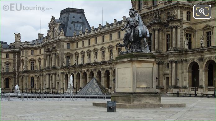Front and right hand side of King Louis XIV equestrian statue