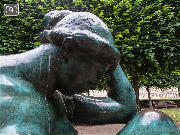 Woman's head on La Mediterranee statue