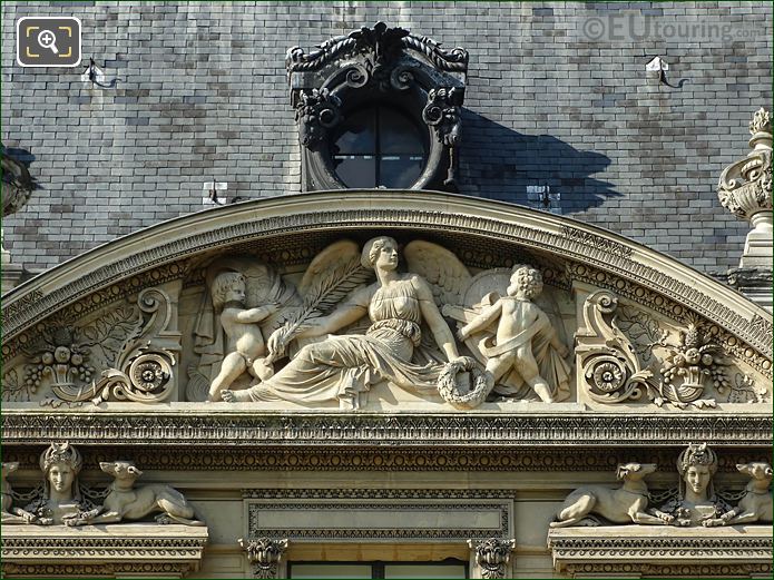 La Victoire pediment sculpture N facade Aile de Flore, Louvre